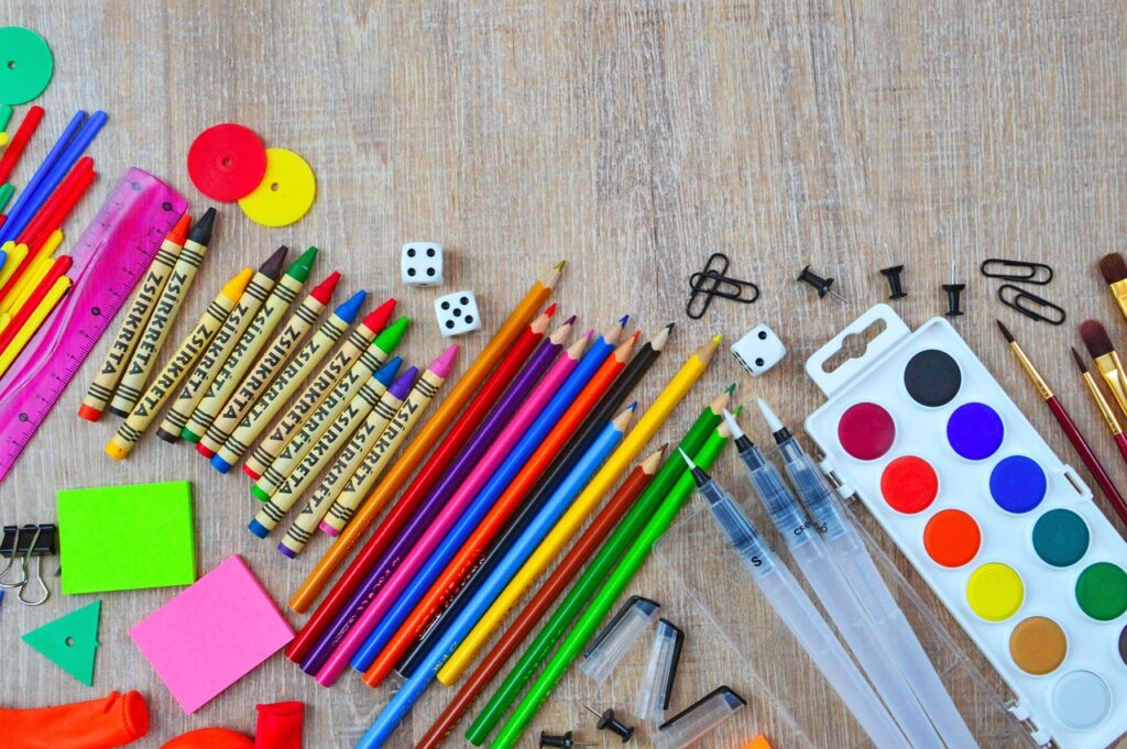 Art supplies on table as it is one of the most popular GCSE subjects