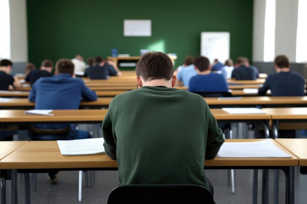 teenage boy sitting GCSE exam